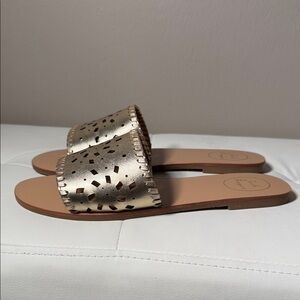 Jack Rogers Gold Cut-Out Slide Sandals